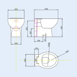 Nes Home 500mm Modern WC Unit & Ultra Standard Back To Wall Toilet With Cistern