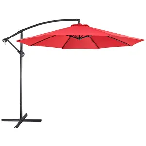 Yaheetech Red 3m Patio Offset Umbrella Outdoor Parasol with Crank