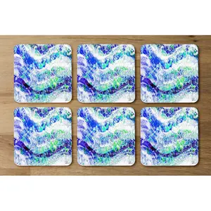 Square 6 Piece Coaster Set (Set of 6) Blue