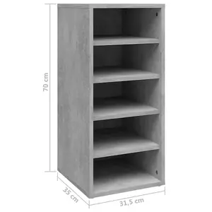 Berkfield Shoe Cabinet Concrete Grey 31.5x35x70 cm Engineered Wood