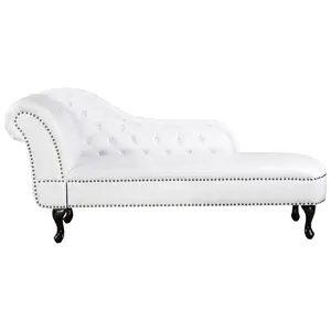 Left Hand Chaise Lounge Faux Leather White NIMES