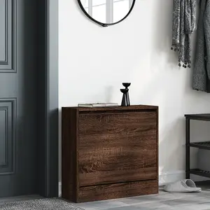 Berkfield Shoe Cabinet Brown Oak 60x21x57 cm Engineered Wood