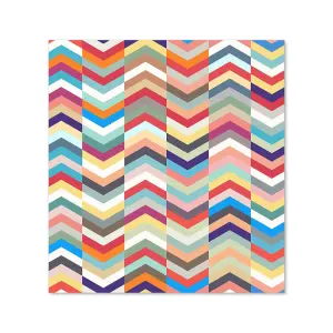 Geometric Multi Colored Chevron Pattern Premium Glass Kitchen Splashback W700mm x H750mm