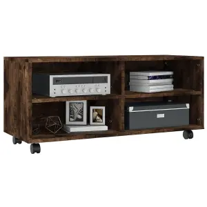 Berkfield TV Cabinet with Castors Smoked Oak 90x35x35 cm Engineered Wood