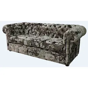 Chesterfield Handmade 3 Seater Sofa Settee Lustro Liqueur Velvet Fabric In Classic Style