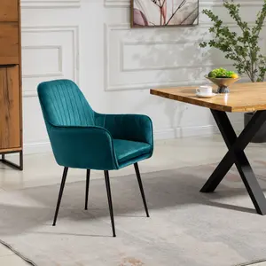 Carrara Velvet Dining Chairs - Set of 2 - Teal