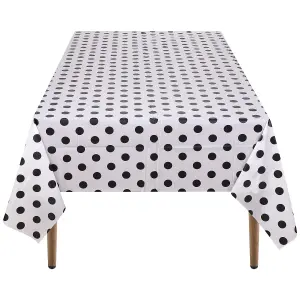 Neel Blue 54"x108" Plastic Tablecloth with Polka Dot Disposable Table Cover - White