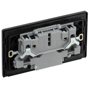 BG Matt Black Double 13A 12W Raised slim Switched Screwless Socket with USB, x2 & Black inserts