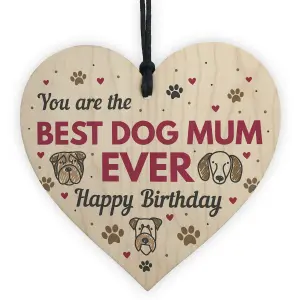 Red Ocean Funny Mum Birthday Gift Mum Birthday Card Wooden Heart Best Dog Mum Gifts Humour Dog Gifts