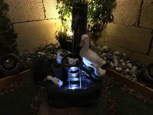 Duck Family Animal Animal Fountain Solar Water Feature