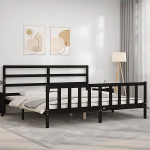 Berkfield Bed Frame with Headboard Black 200x200 cm Solid Wood