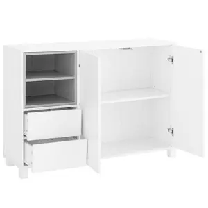 120 Cm Wide 2 Drawer Sideboard White/Grey