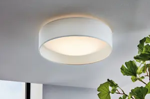 EGLO Pasteri White Fabric LED Flush Ceiling Light - Energy-Efficient, Warm White Light (D) 32cm