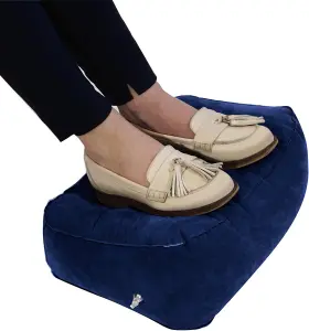 Blue Inflatable Foot Cushion - Lightweight Portable Supportive Cushion for Resting Tired or Swollen Legs & Feet - 15 x 35 x 27cm