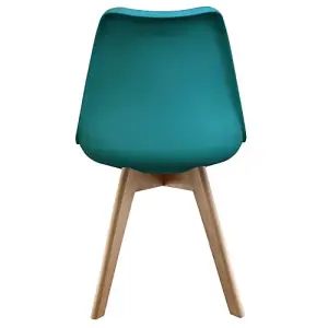 Soho Teal Plastic Dining Chair with Squared Light Wood Legs