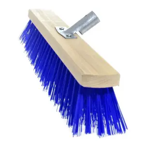 Heavy Duty Garden Broom Head, Outdoor 12" Synthetic Hard Bristle Sweeping Brush for Cleaning Gardens, Yards, Patios (Blue)