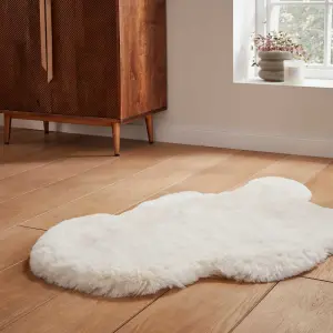 Ivory Plain Shaggy Luxurious Modern Rug for Living Room and Bedroom-60cm X 180cm (Double)