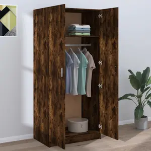 Wardrobe Smoked Oak 80x50x180 cm Engineered Wood