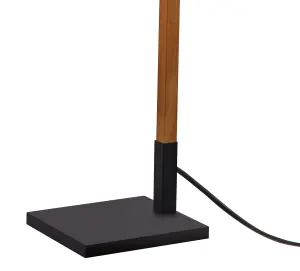 GoodHome Menonry Industrial Matt Black Wood effect Floor light