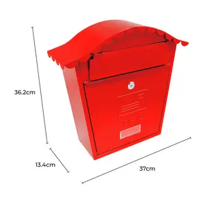 Classic Locking Wall Mounted Letter Box Red