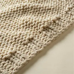 Dunelm Chunky Knit Throw Blanket, Country, Natural, Acrylic