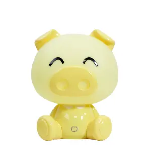 Luminosa Piggy Integrated LED Childrens Table Lamp, Yellow