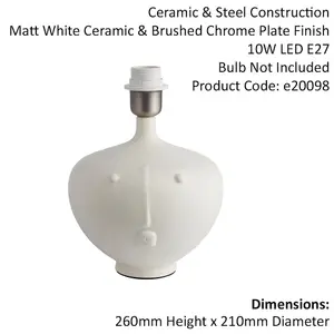 Indoor Table Lamp Light Base Only - Matt White Ceramic Base - Mrs His & Hers