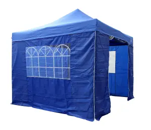 All Seasons Gazebos 3x3 Full Waterproof Pop Up Gazebo with 4 Lightweight Side Panels and Accessories Royal Blue