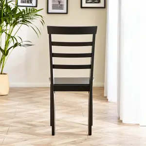 Furniturebox UK Set of 2 Whitby Black Painted Solid Wood Dining Chairs