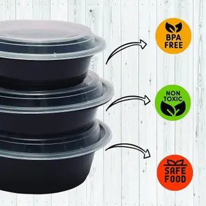 32oz Round Plastic Meal Prep Containers Bowls Reusable BPA Free Food Containers With Airtight Lids (20)