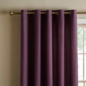 Textured Thermal Insulating Eyelet Curtains (Set of 2) Plum / 117" W x 137" D