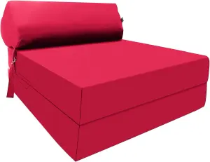 Fold Out Z Bed Chair Sofa Lounger With Pillow - Pink