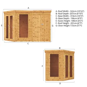 Mercia 11 x 7ft Premium Corner Summerhouse with Side Shed No