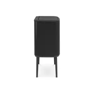 Brabantia Bo Touch Wide Matt Black Metal Bin - 36L Freestanding