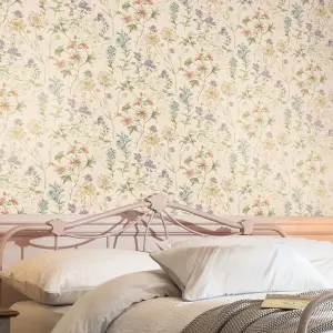 Laura Ashley Contemporary Multicolour Wild Meadow Smooth Wallpaper