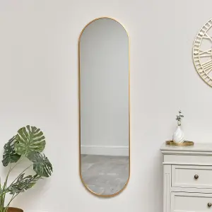 Melody Maison Gold Oval Framed Wall Mirror 140cm x 40cm