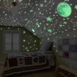 Walplus Glowing Night Sky Stars And Moon Vinyl Wall Sticker Decorations