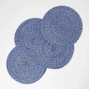 Homescapes Blue Handwoven Round Placemats Set of 4