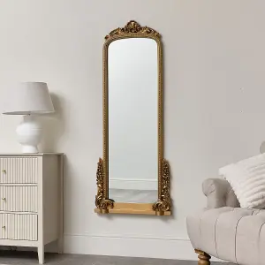 Melody Maison Large Tall Arch Antique Gold Ornate Mirror - 150cm x 60cm