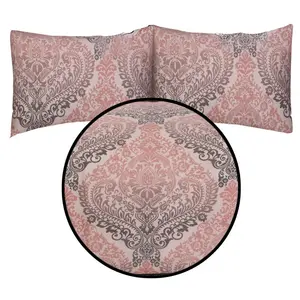 Gurule Polyester Damask Duvet Cover Set with Pillowcases Pink / Double Duvet Cover + 2 Standard Pillowcases