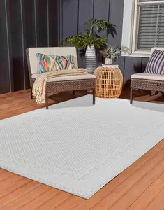 Modern Bordered Design Outdoor-Indoor Rugs Silver 200x290 cm