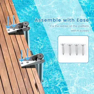 Costway 4-step Telescoping Boat Ladder Folding Dock Ladder Swimming Pool Ladder