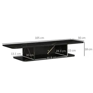 HOMCOM Wall Mounted TV Stand Entertainment Unit with Storage Shelf, Black