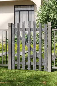 Durable Grey Wooden Picket Fence Gate Freestanding Garden Side Door W 90cm H 120cm