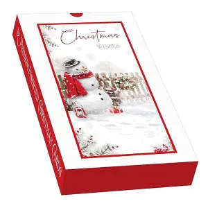 Out Of The Blue Frosty The Snowman Slim Christmas Card (Pack of 12) White/Red (One Size)