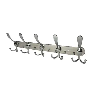 Oypla Pack of 2 Stainless Steel 15 Hook Wall Mounted Organiser Rack Coat Towel Hanger