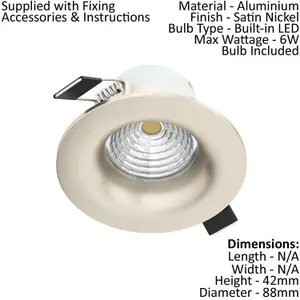 2 PACK Wall / Ceiling Flush Fixed Downlight Satin Nickel Spotlight 6W LED