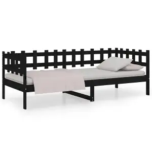 Berkfield Day Bed Black 90x200 cm Solid Wood Pine