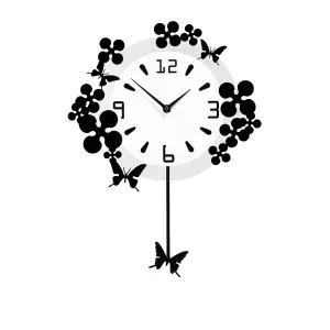 Interiors by Premier Flower and Butterflies Design Wall Clock