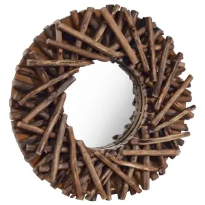 Berkfield Wall Mirror 40 cm Teak Round